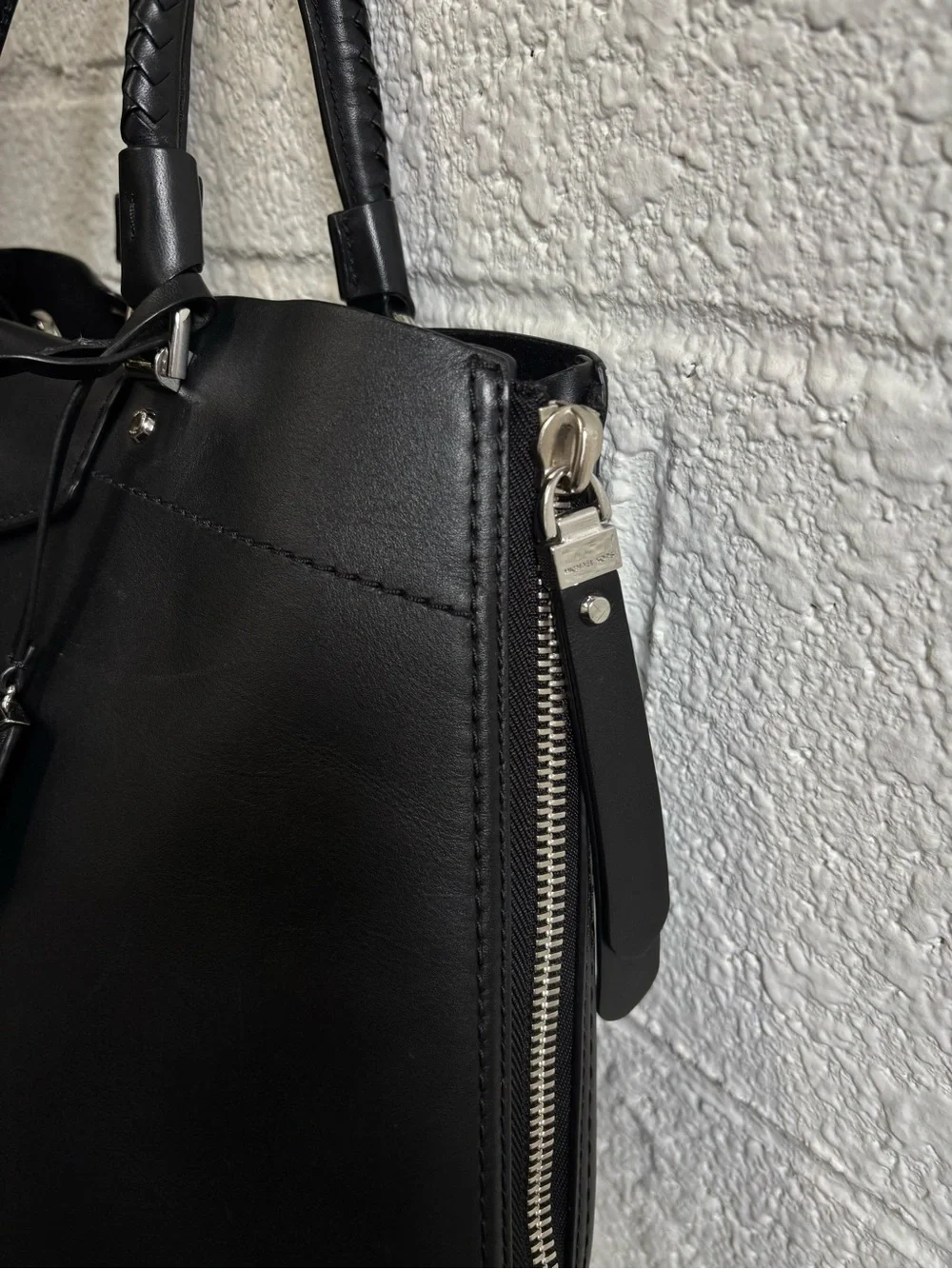 Michael Kors Blakely Black Leather Braided-Handle Tote